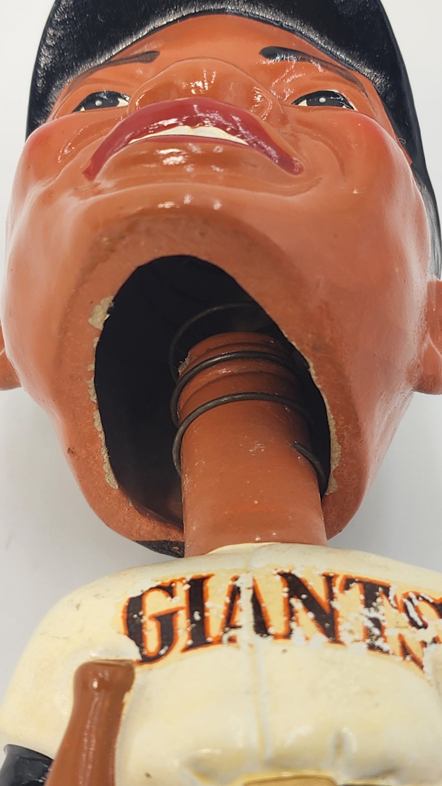 Willie Mays Giants bobblehead face detail showing realistic sculpt