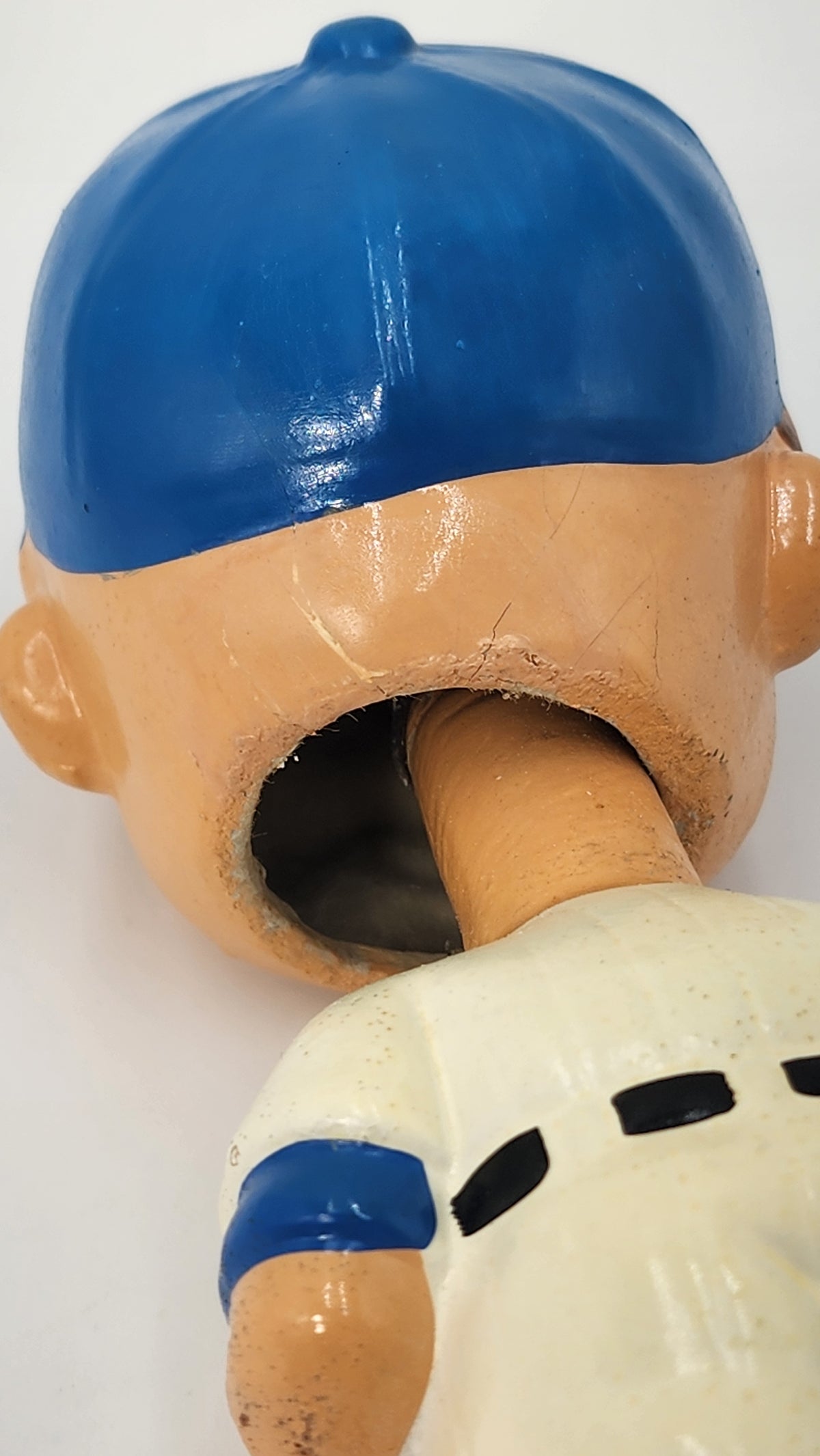 Close-up inside Kansas City Athletics bobblehead head