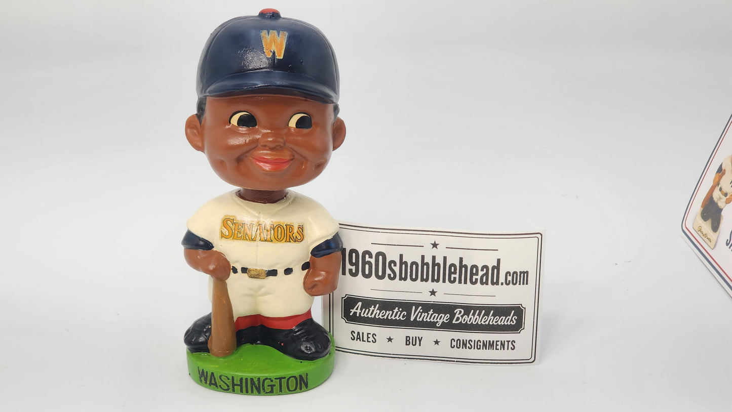 Washington Senators Black Player Bobblehead — 1960s Green Base Nodder