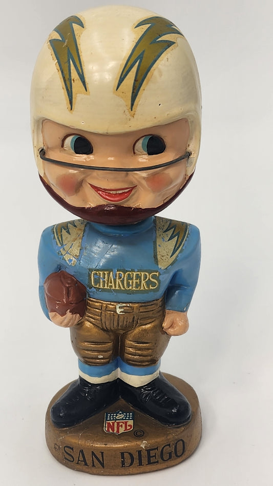 San Diego Chargers Gold Base Bobblehead — 1960s Real Face Nodder