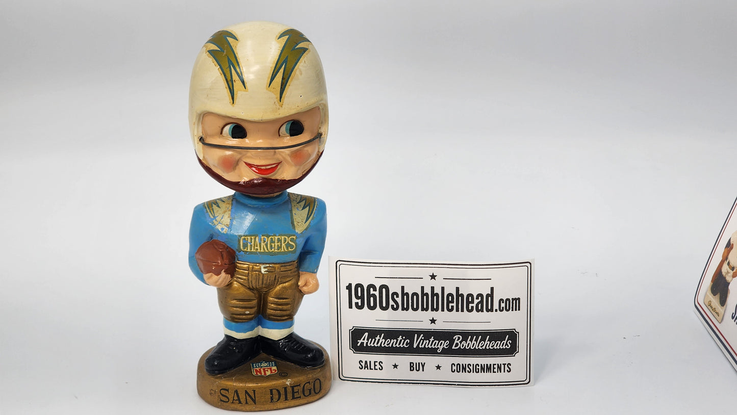 San Diego Chargers Gold Base Bobblehead — 1960s Real Face Nodder