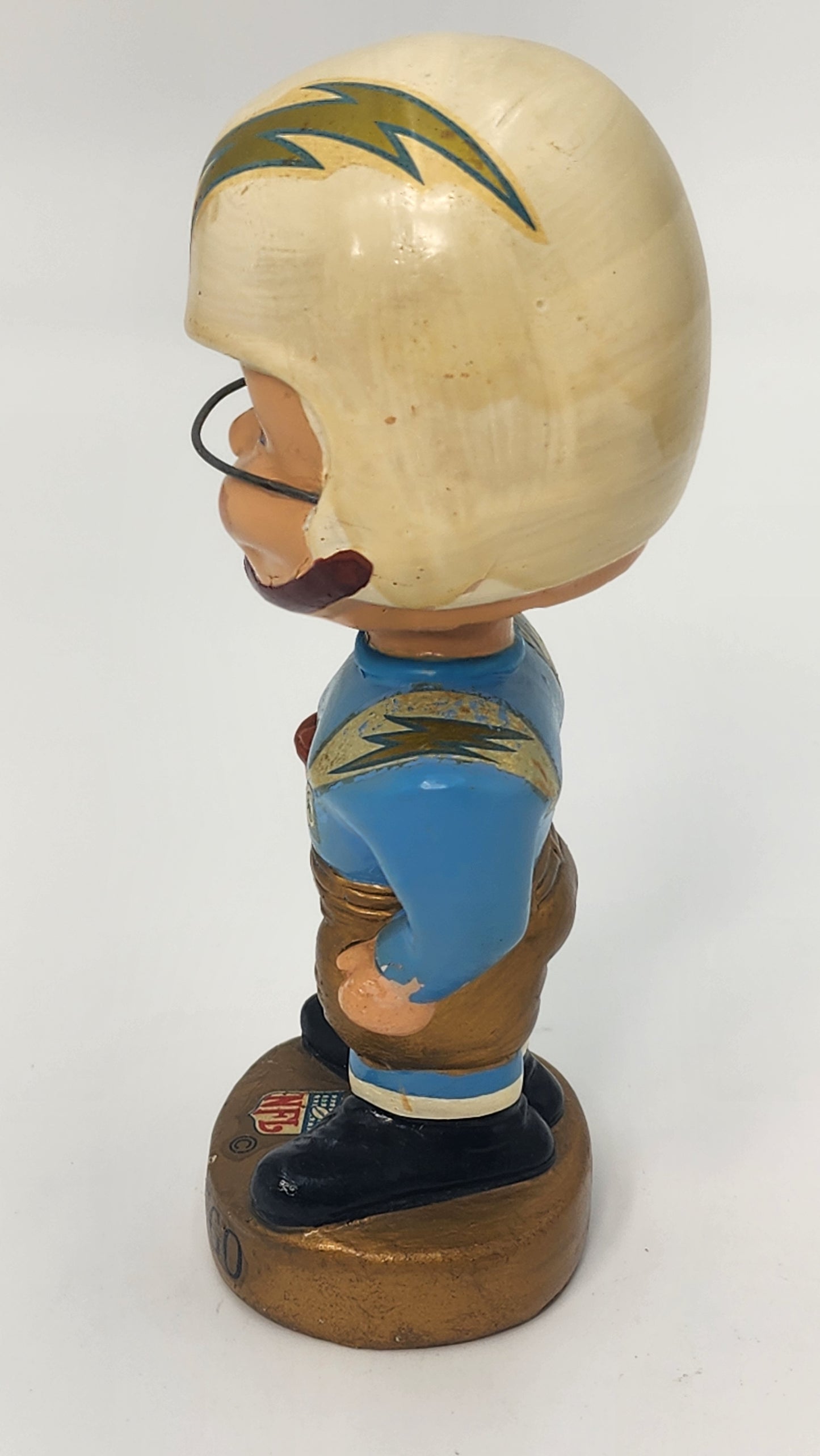 San Diego Chargers Gold Base Bobblehead — 1960s Real Face Nodder