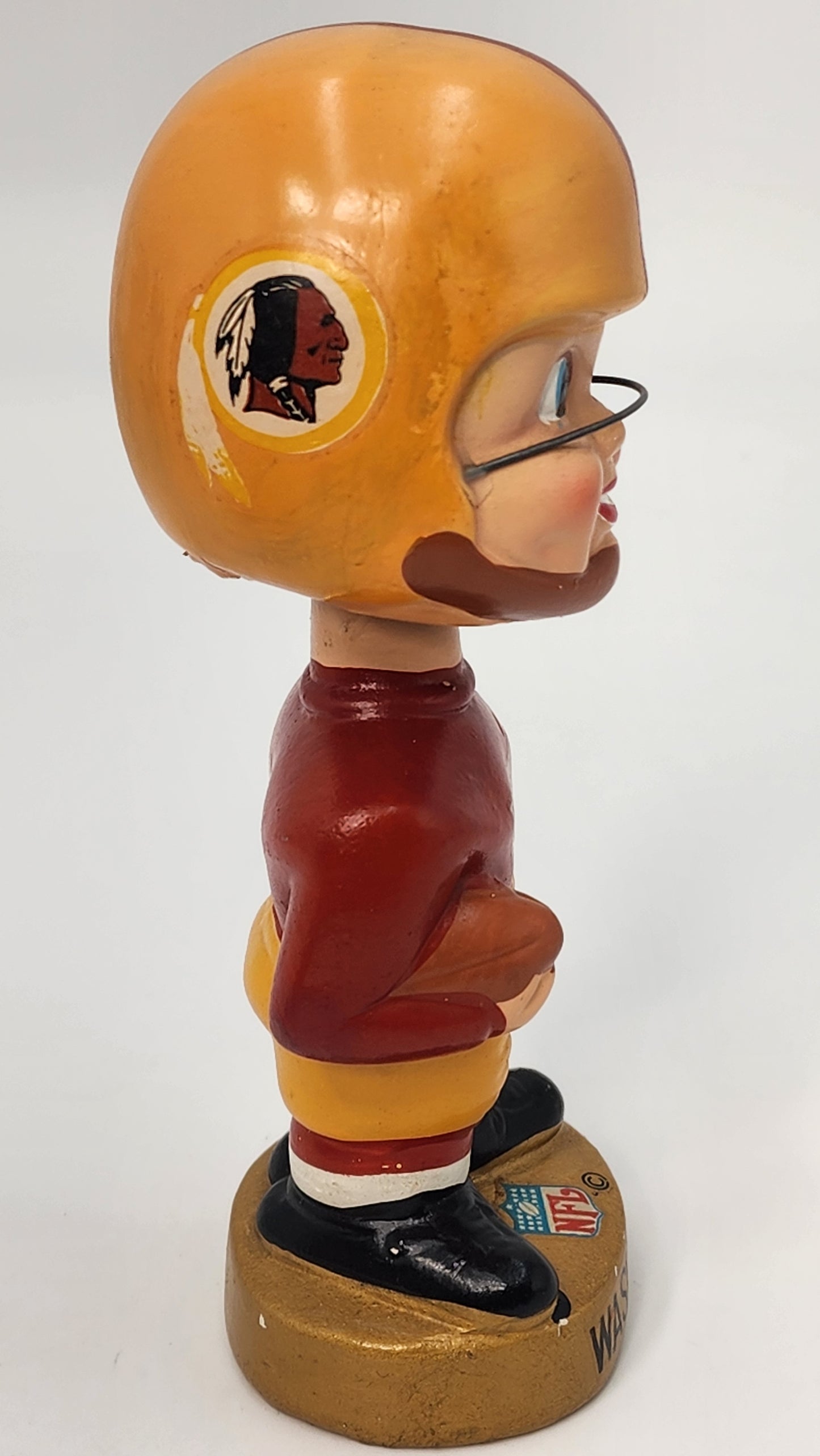 Washington Redskins 1968 Gold Base Gold Helmet Indian Logo Bobblehead
