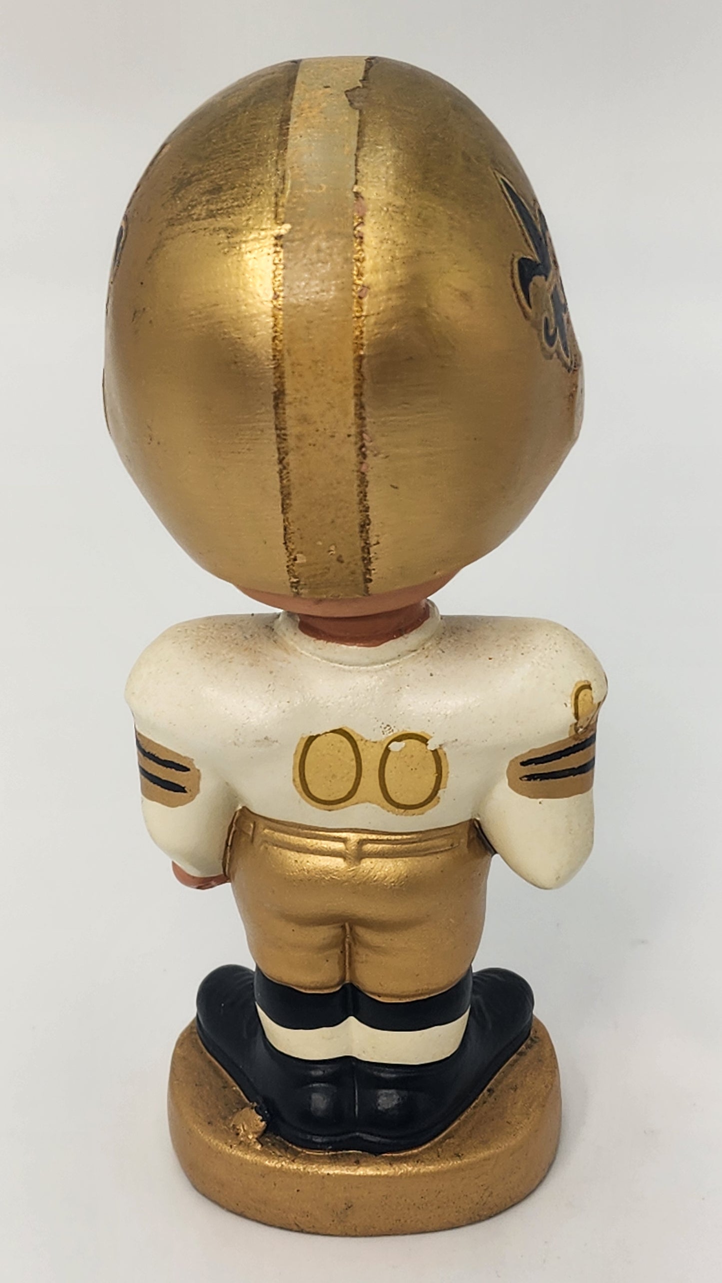New Orleans Saints 1965 Real Face Bobblehead — 1960s Gold Base Nodder
