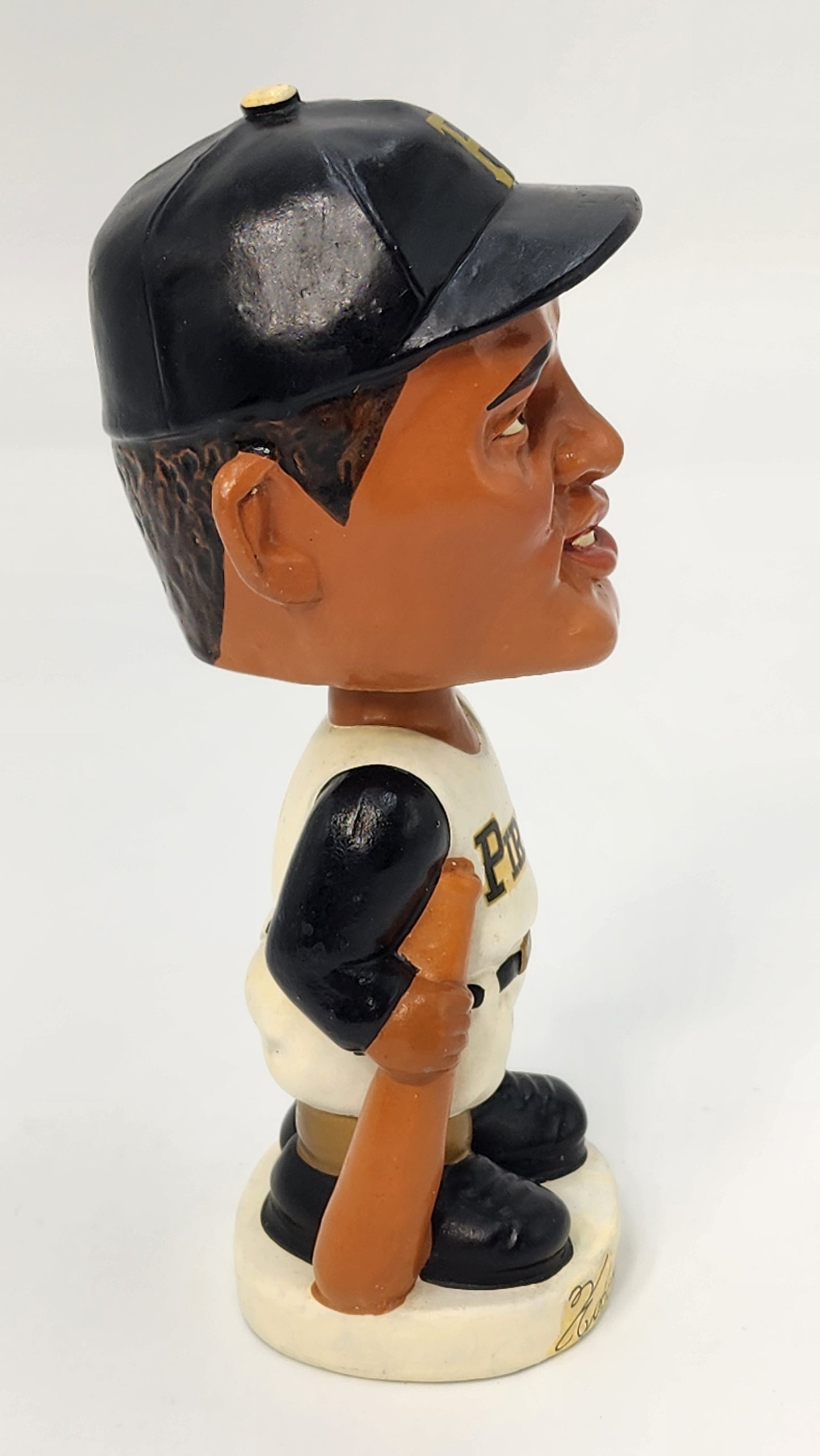 Roberto Clemente 1960s Real Face Bobblehead - Side profile with hat restoration visible