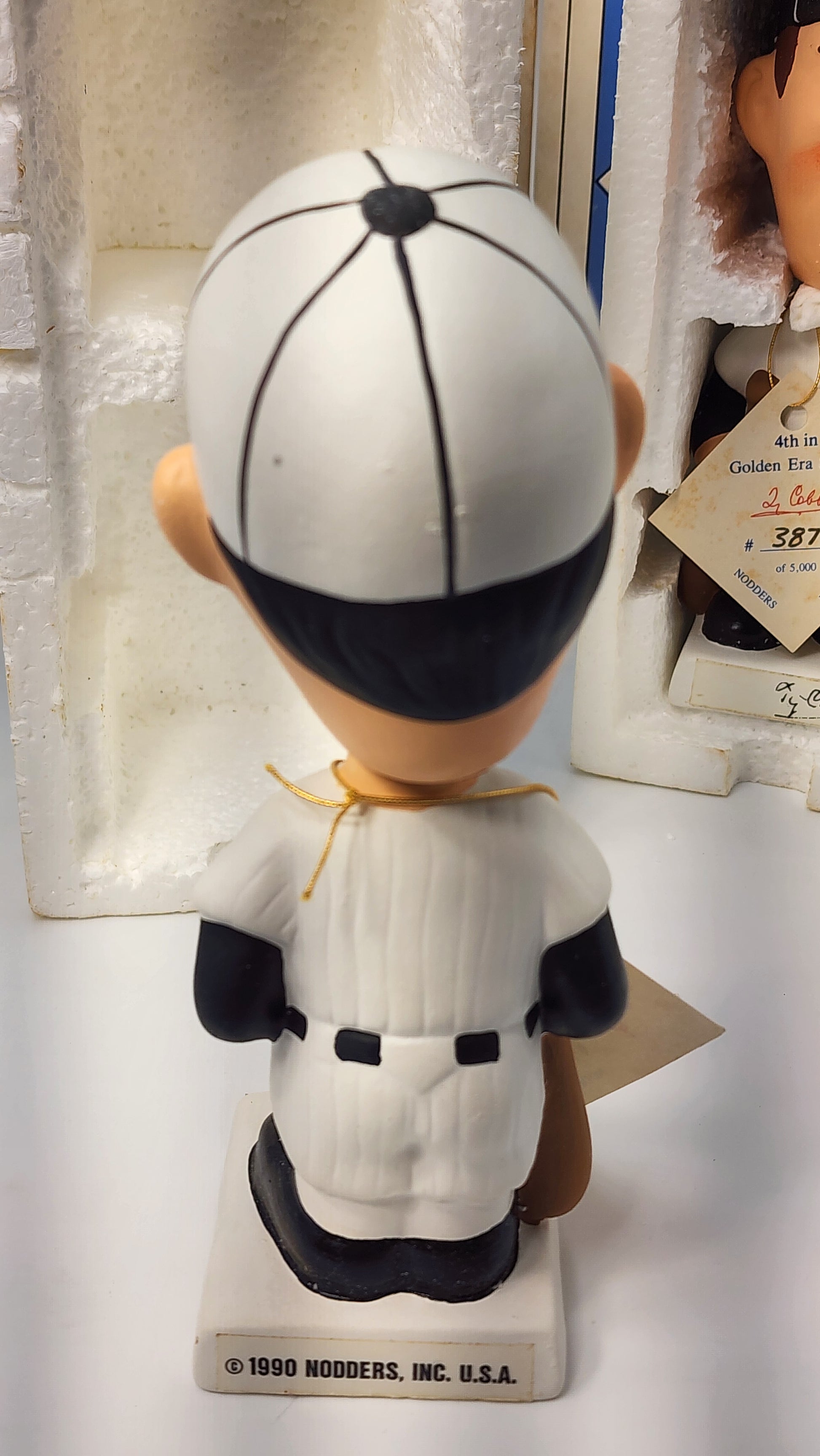 Ty Cobb bobblehead face detail showing realistic sculpt