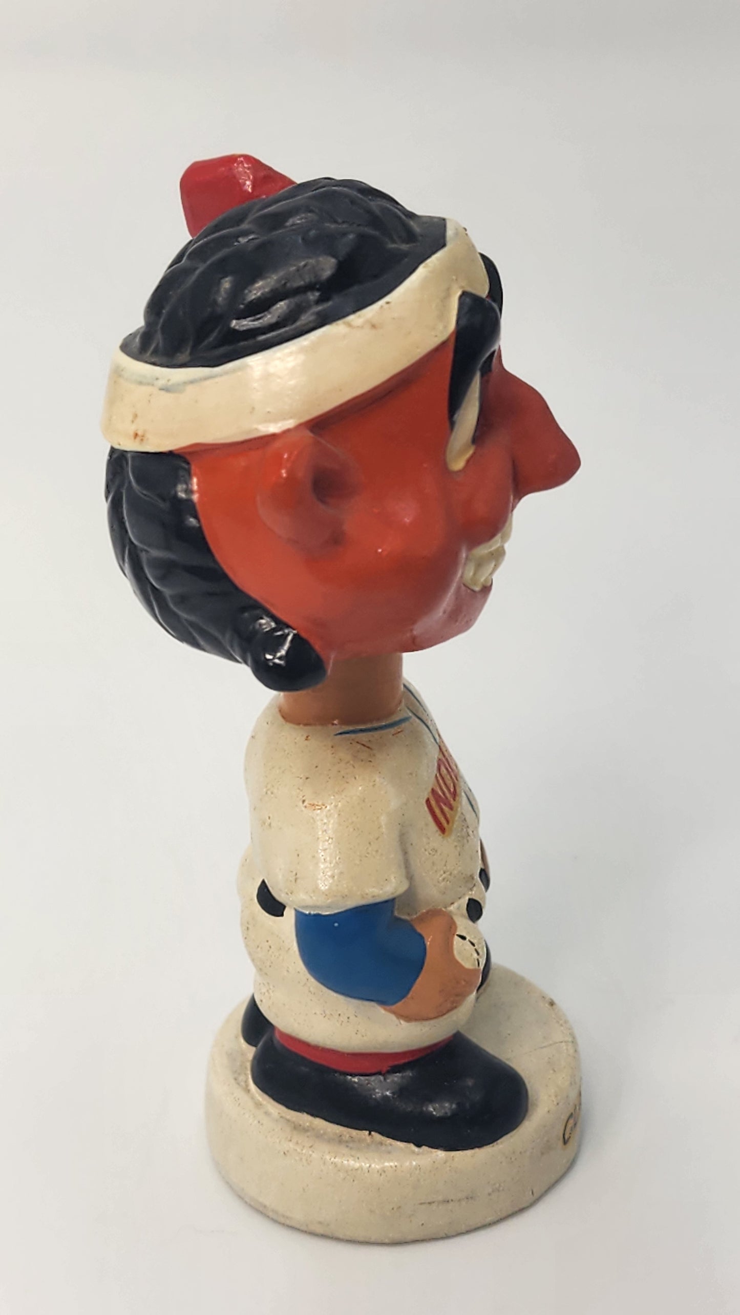 Cleveland Indians mini bobblehead bottom showing CLEVELAND base and Made in Japan sticker