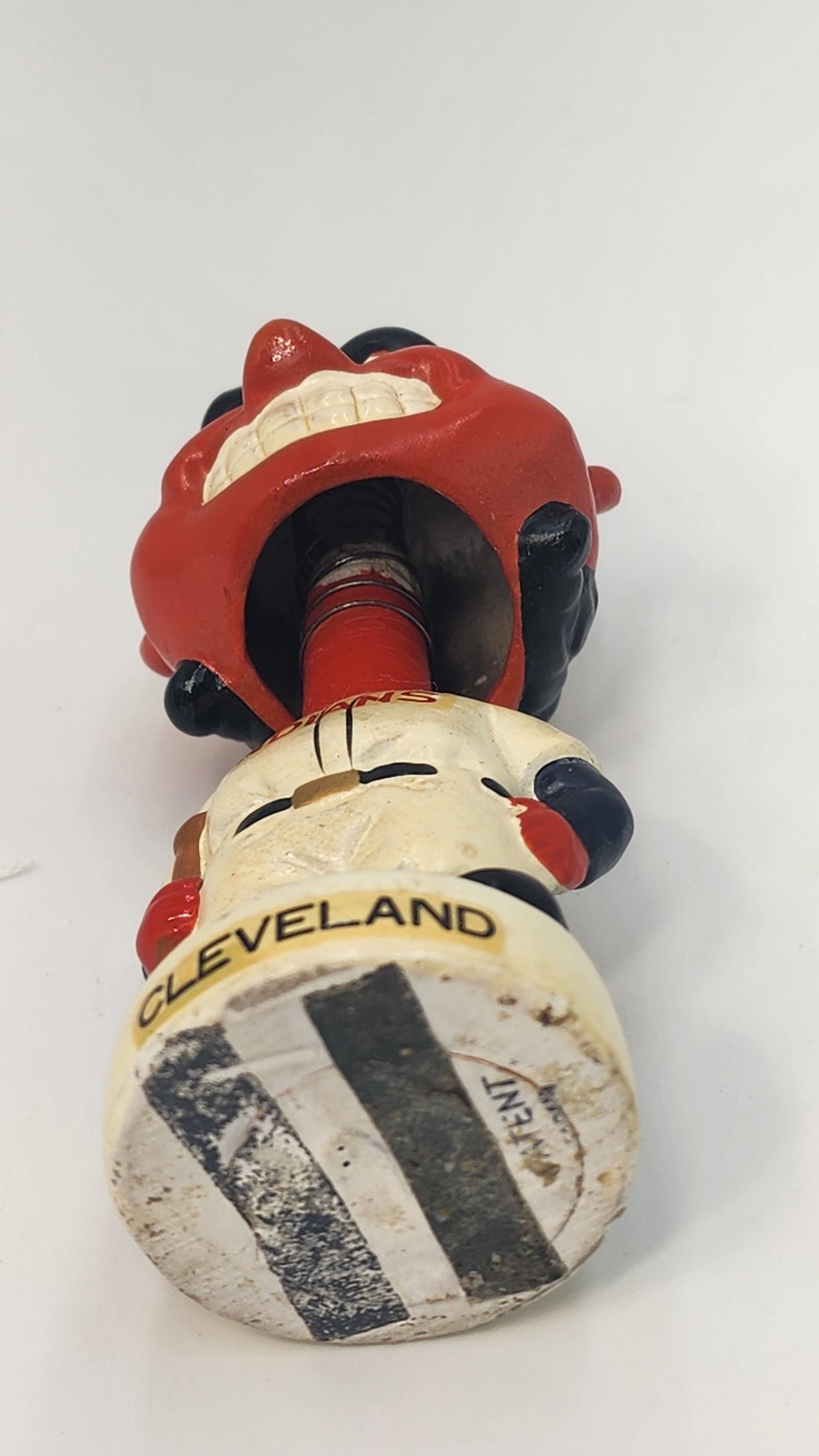 Cleveland Indians mini bobblehead base showing CLEVELAND and patent marking