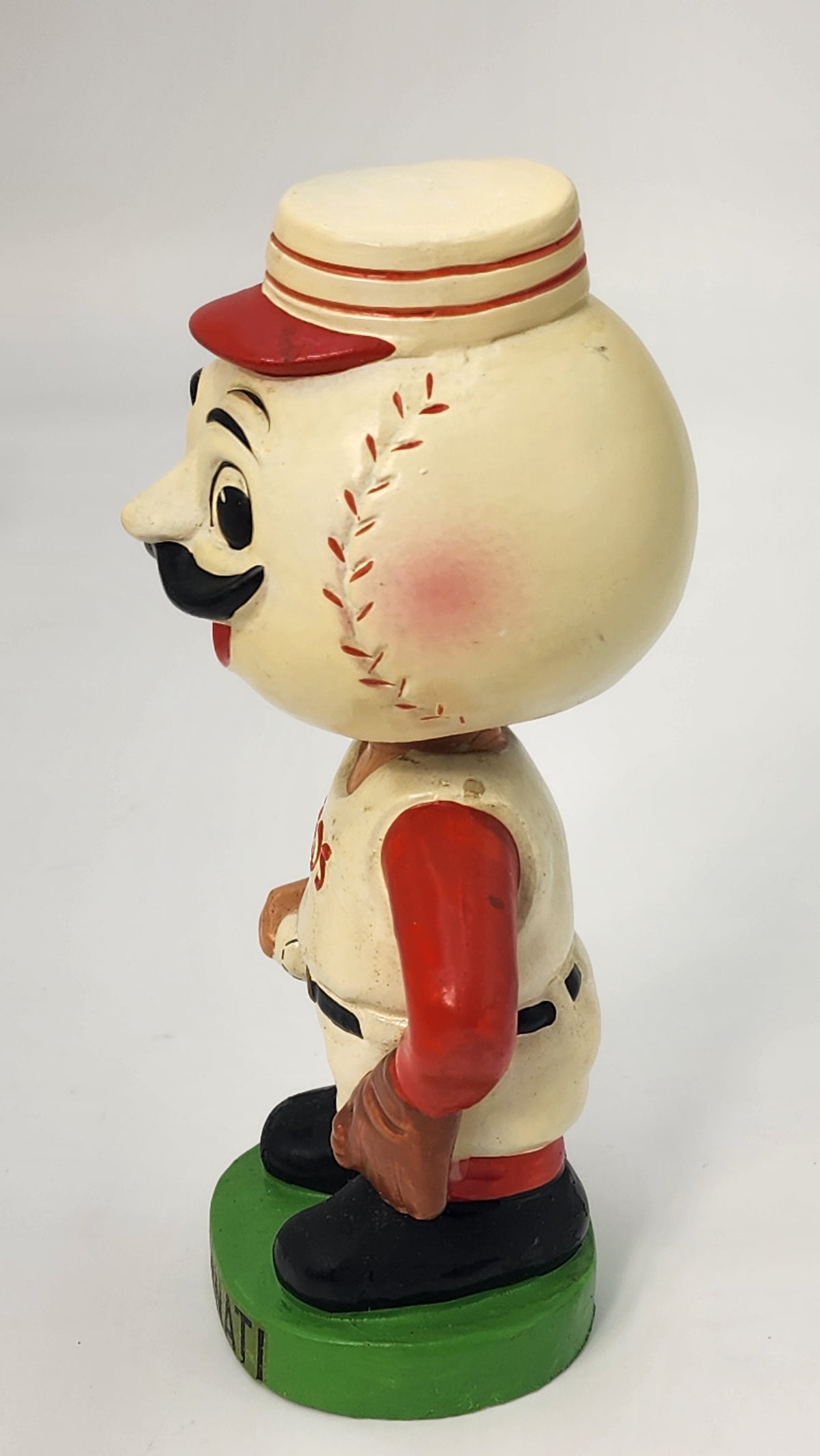 Close-up of Cincinnati Reds bobblehead head and spring