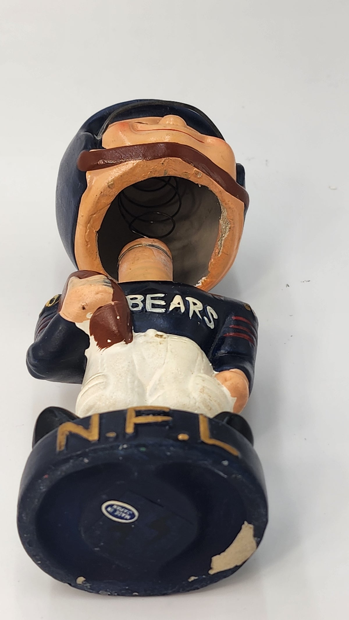 Close-up of Chicago Bears helmet and back of jersey