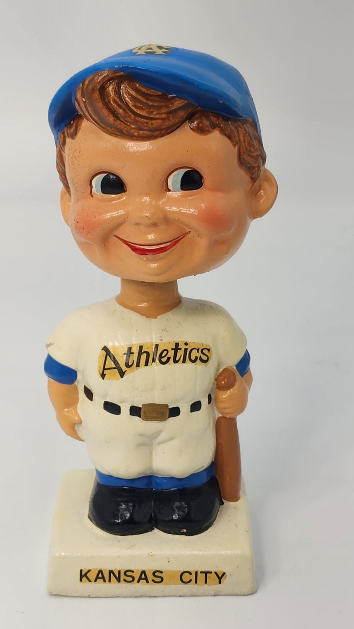 Top view of Kansas City Athletics cap and face