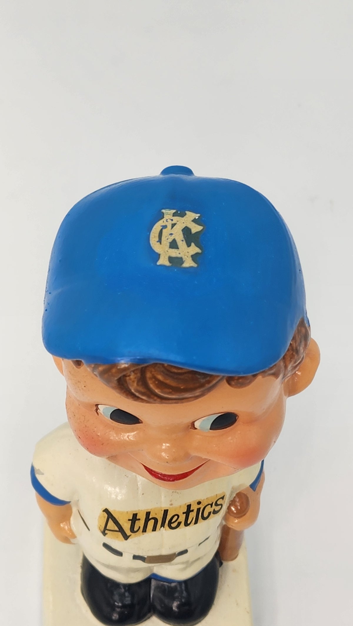 Side view of Kansas City Athletics bobblehead