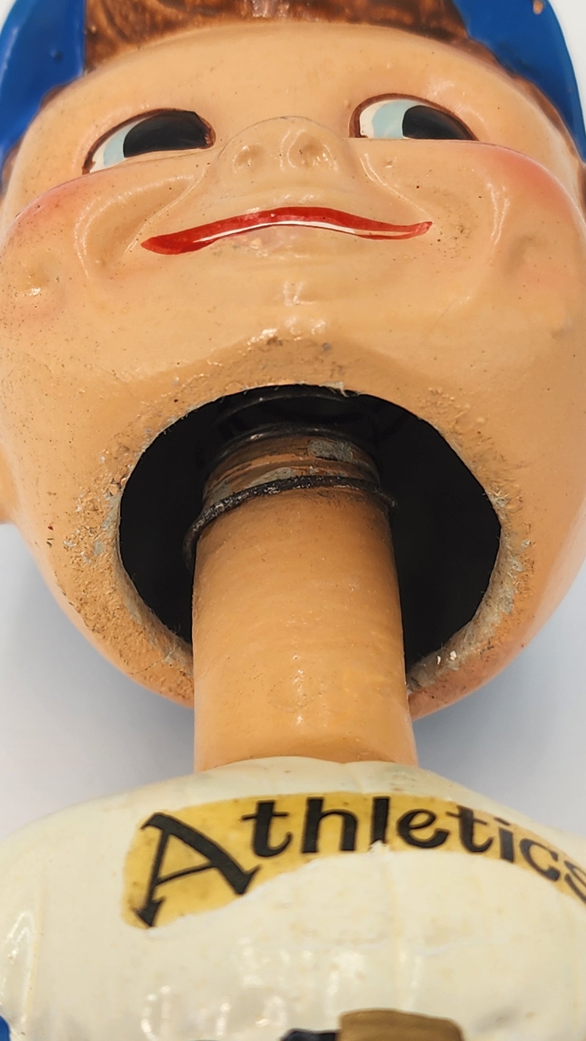 Close-up of Kansas City Athletics neck and uniform