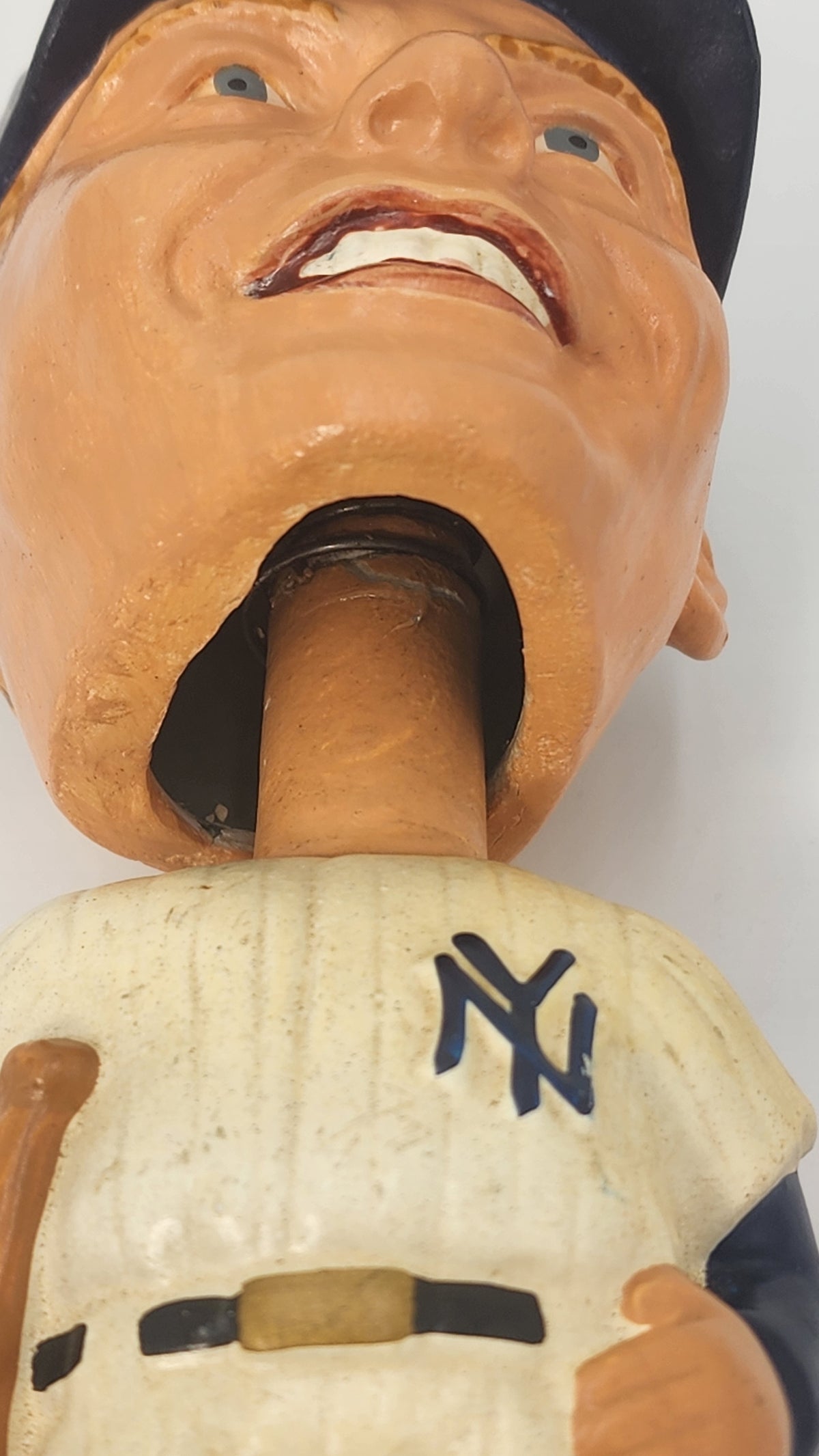 Close-up of Mickey Mantle bobblehead face and uniform
