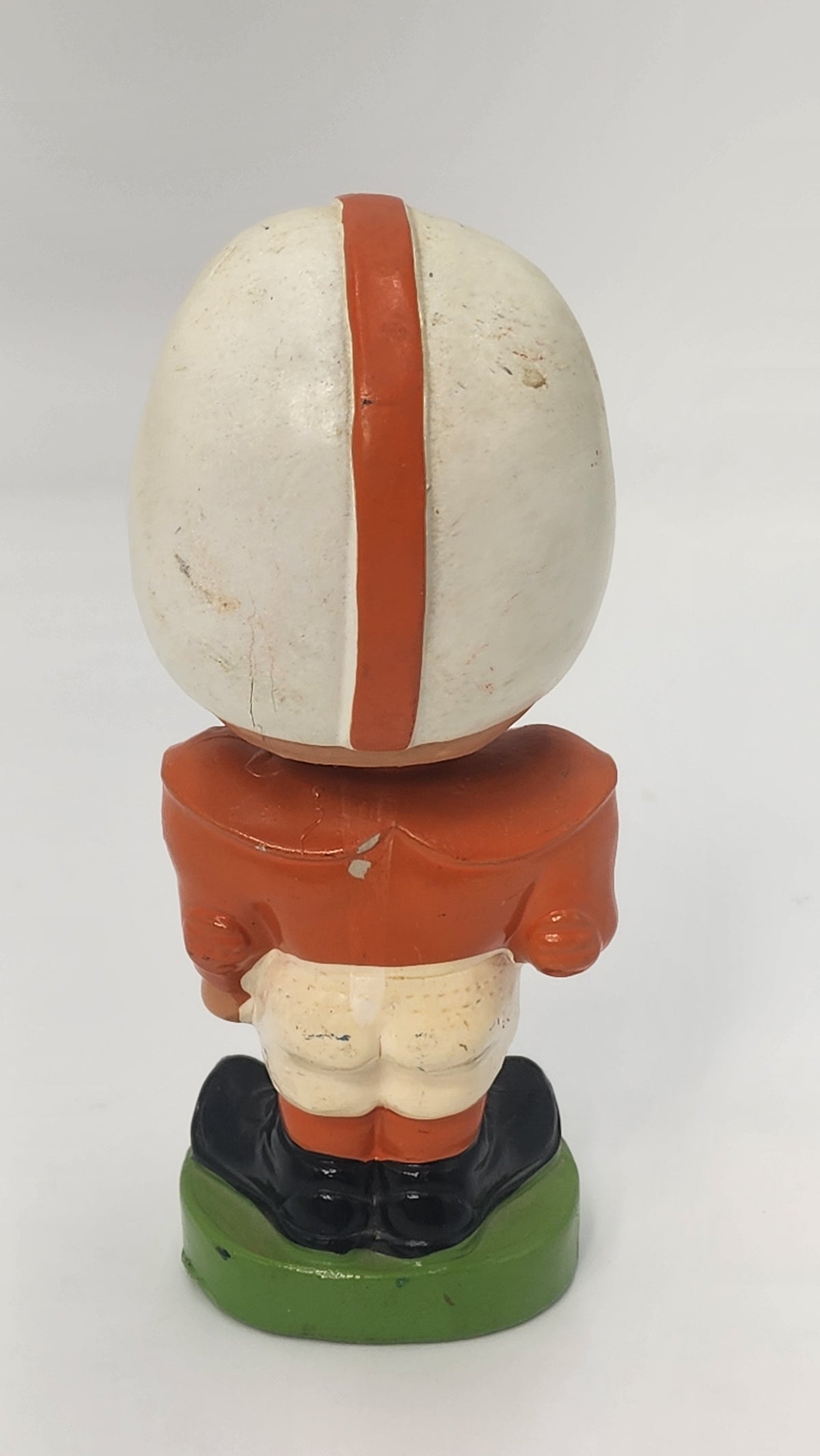 Close-up of football helmet and neck