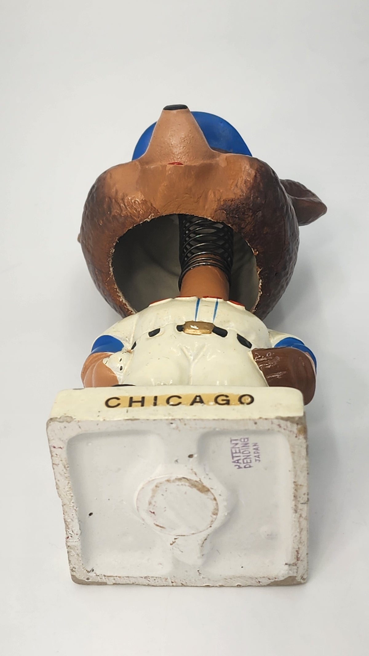 Front view of Chicago Cubs white base mascot bobblehead